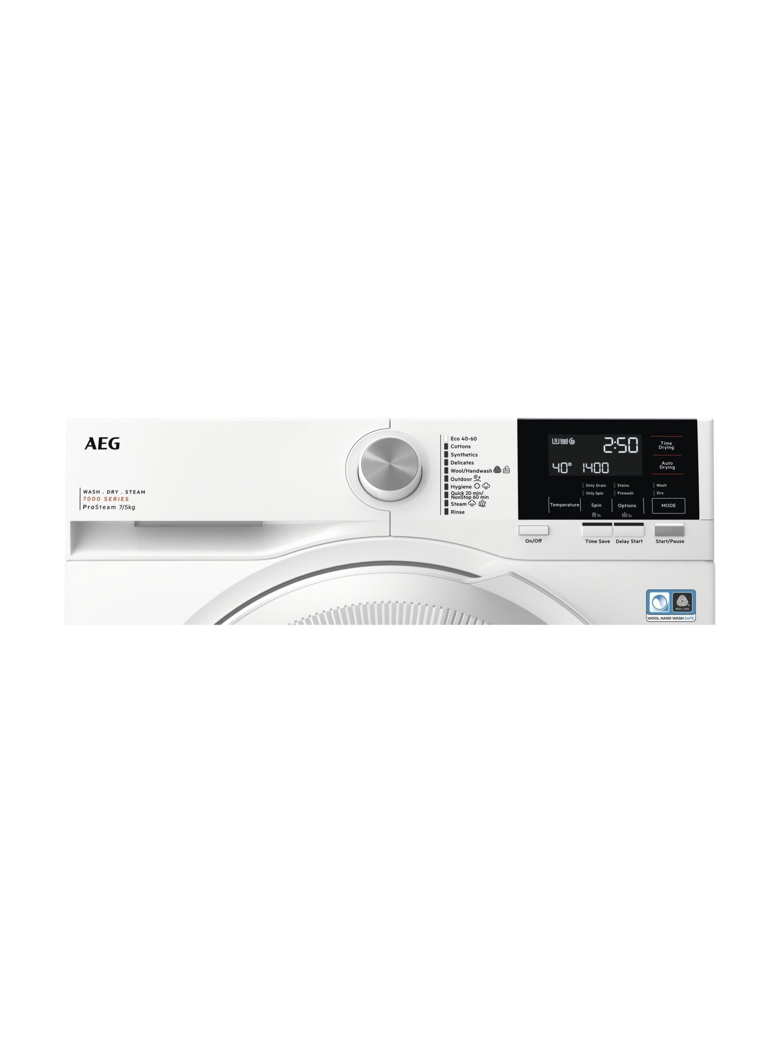AEG 7000 LWR7175M2B Freestanding Washer Dryer, 7kg/5kg Load, 1400rpm Spin, White - image 2