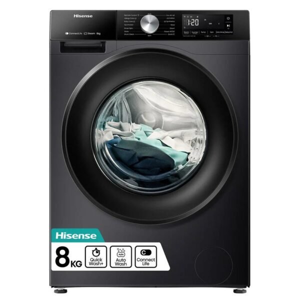 Hisense 3S Series WF3S8043BB3 WiFi-enabled 8kg 1400 Spin Washing Machine Black – A Rated