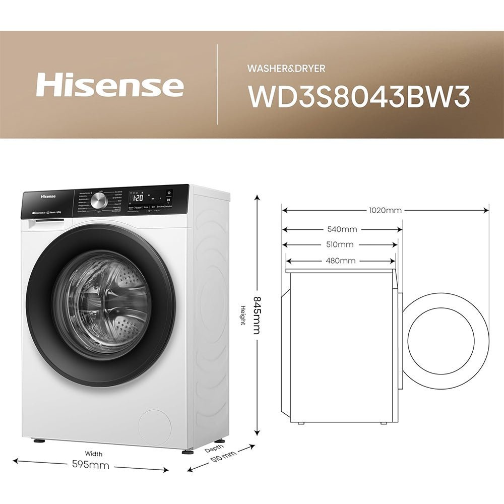 Hisense WD3S8043BW3 3S Series 8+5kg 1400 Spin WiFi-enabled Washer Dryer White - image 12