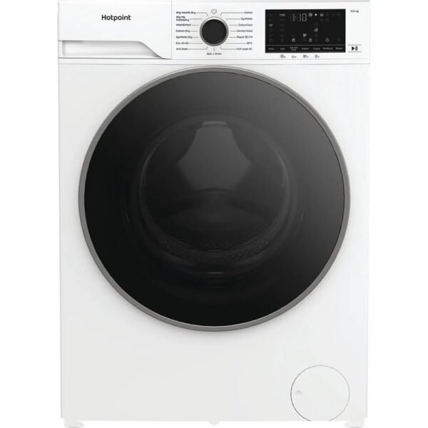 Hotpoint HBD9681ANTSTAIN 9+6kg 1400 Spin Freestanding Front Load Washer Dryer – White