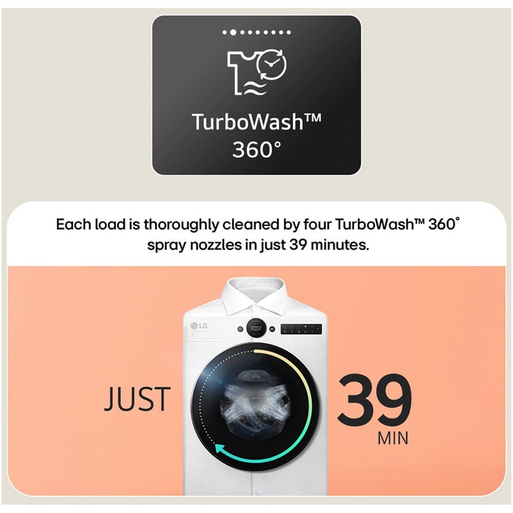 LG F4X7009TWB 9kg 1400 Spin AI Direct Drive Freestanding Washing Machine White - image 10