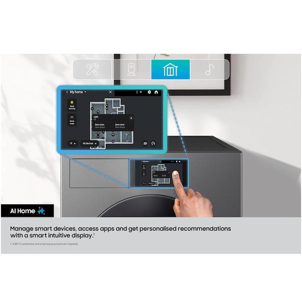 Samsung Series 9 WF90F09C4SU1 Bespoke AI Home 9kg 1400 Spin Smart Washing Machine Dark Steel - image 9