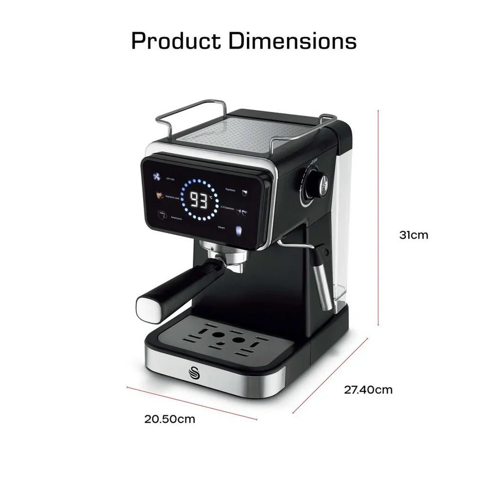 Swan SK22113BLK Espresso Digital Coffee Machine with Built-in Milk Frother - Black - image 6