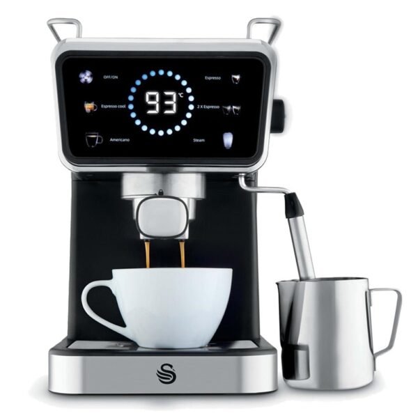 Swan SK22113BLK Espresso Digital Coffee Machine with Built-in Milk Frother – Black