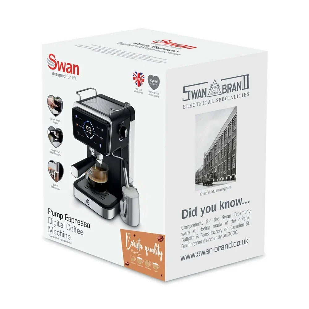 Swan SK22113BLK Espresso Digital Coffee Machine with Built-in Milk Frother - Black - image 9